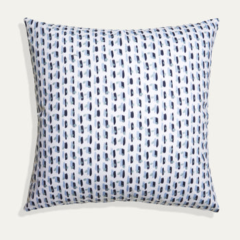 Sky and Navy Blue Poppy Printed Pillow