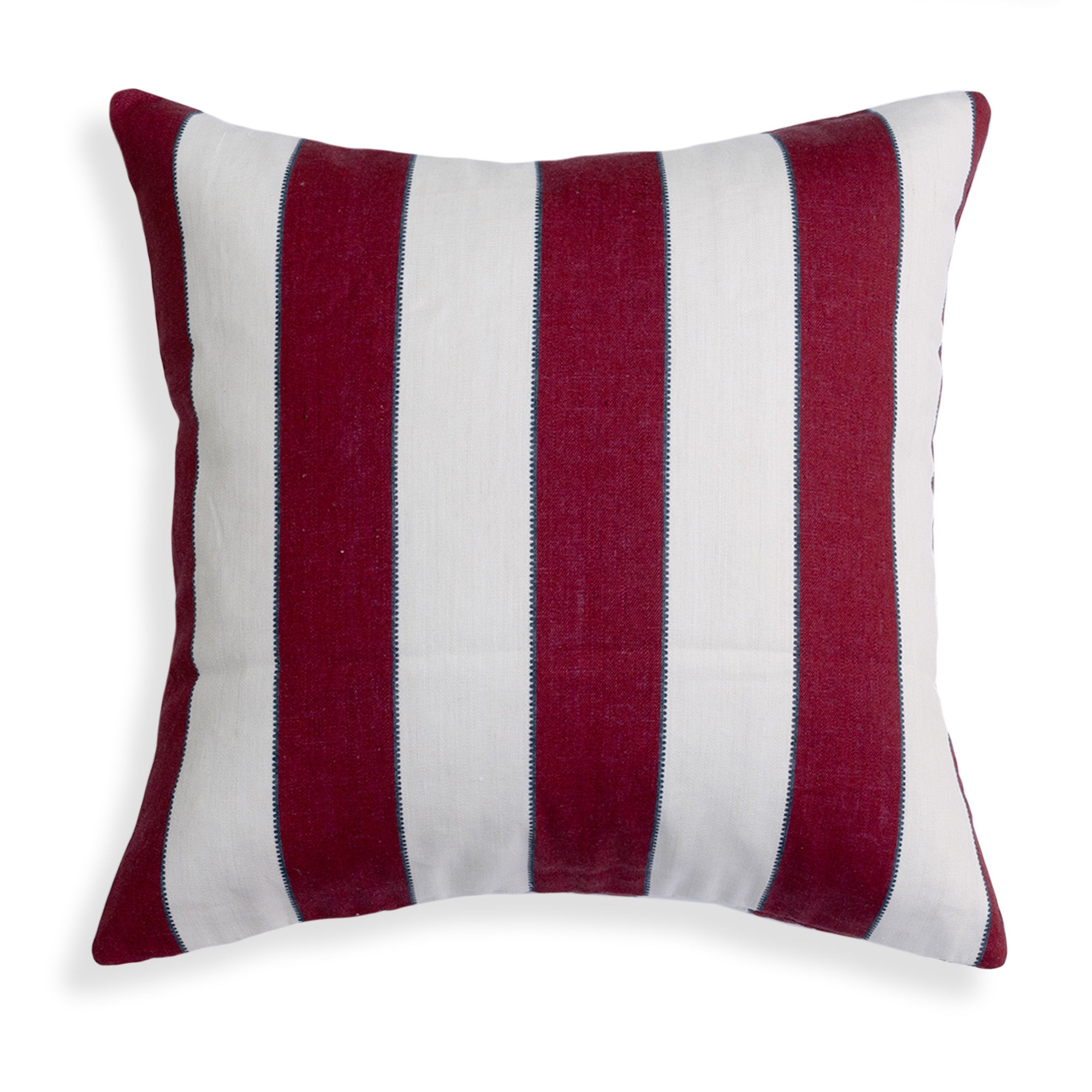 Florence Bordeaux pillow with rich wine and white stripes, crafted from linen for a refined, relaxed look by Pepper Home.