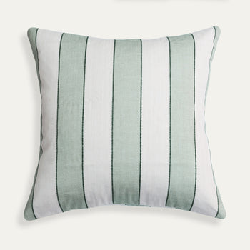 Florence Eucalyptus pillow with bold green stripes and soft linen texture, perfect for Pepper Home’s custom decor collection.