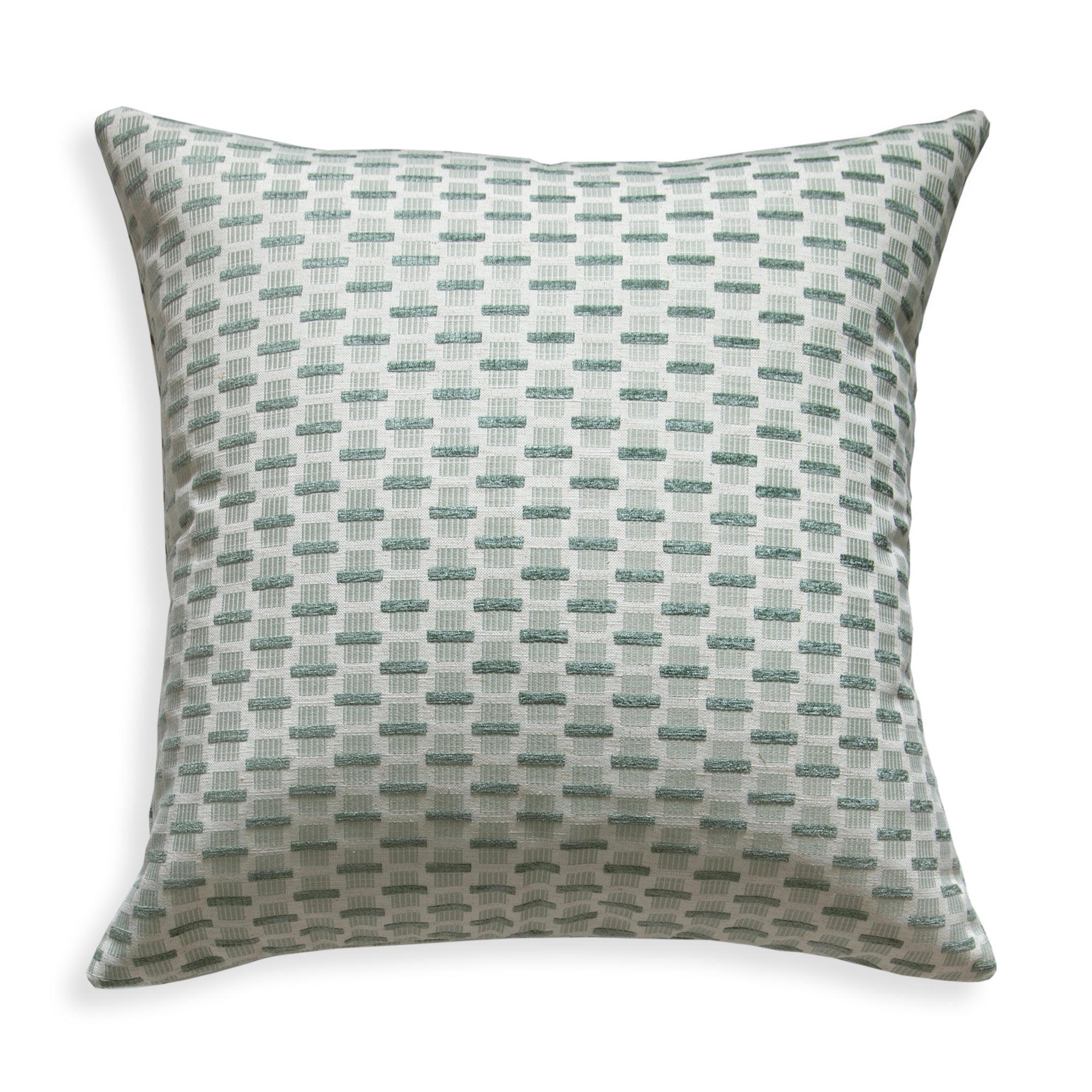 chenille and woven jacquard mint green geometric pillow