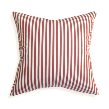 Louisa Cranberry pillow with custom deep red woven stripes by Pepper Home for elegant home accents.