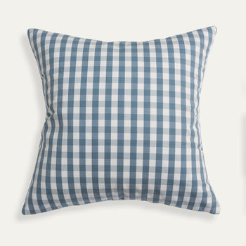 Millie Harbor pillow with crisp blue gingham pattern, bringing a structured and modern touch to your custom home decor.