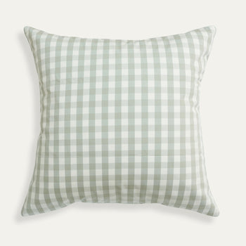 Millie Sage pillow with soft muted green gingham pattern, adding a custom touch to your home decor by Pepper Home