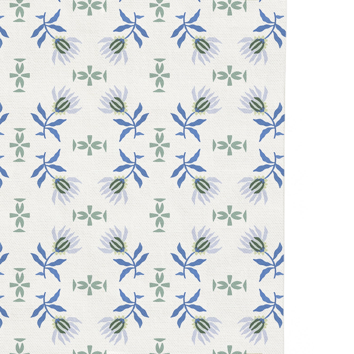 blue and green floral curtain