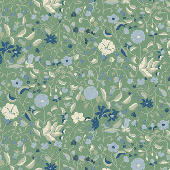 Lulie Parsley custom hand-painted floral pattern by Claire de Quenetain, perfect for Pepper Home sheer curtains.