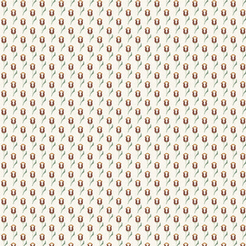 Annabelle Maroon fabric pattern with small abstract florals in maroon and forest green on a neutral background.