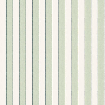 Florence Eucalyptus custom fabric with soft green bold stripes and scalloped detail, perfect for Pepper Home curtains.