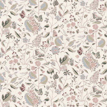 Gemma Rose fabric with hand-painted floral pattern by Claire de Quenetain for Pepper Home custom curtains.