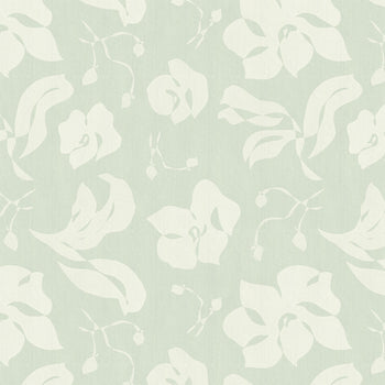 Georgia Mint custom botanical print curtain fabric in soft mint and cream, featuring elegant continuous-line motifs by Pepper Home.