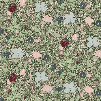 Matilda custom fabric with hand-painted ditsy and oversized floral patterns in soft pastels and deep neutrals by Pepper Home