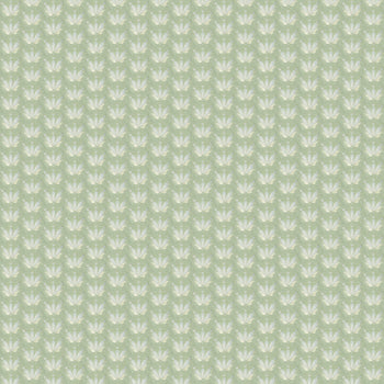 Serena Sea Salt fabric with hand-painted drop repeat floral and seashell design in soft blue and misty sage by Pepper Home.