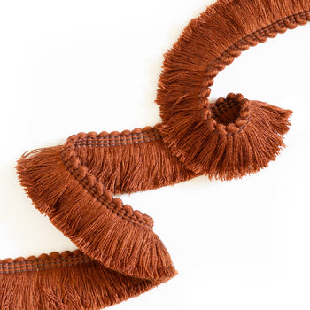Nutmeg fringe trim with timeless texture and rich color, perfect for custom curtains by Pepper Home.