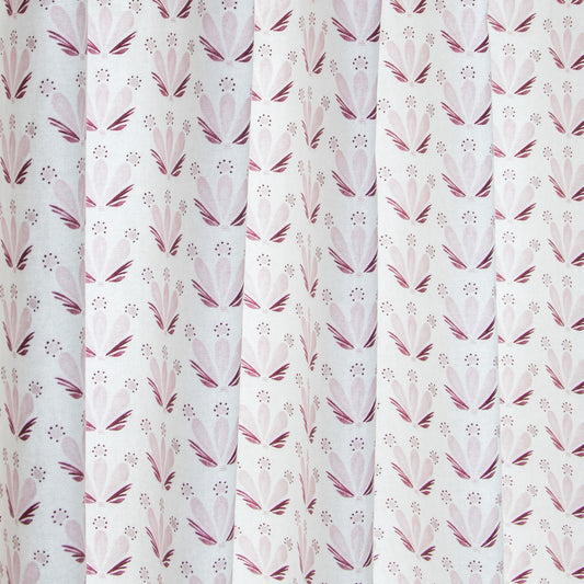 close up of Pink & Burgundy Drop Repeat Floral Printed Cotton curtain