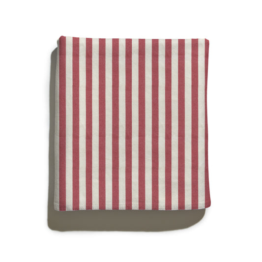 Louisa Cranberry fabric with bold woven red stripes, perfect for custom curtains and elegant home accents by Pepper Home.