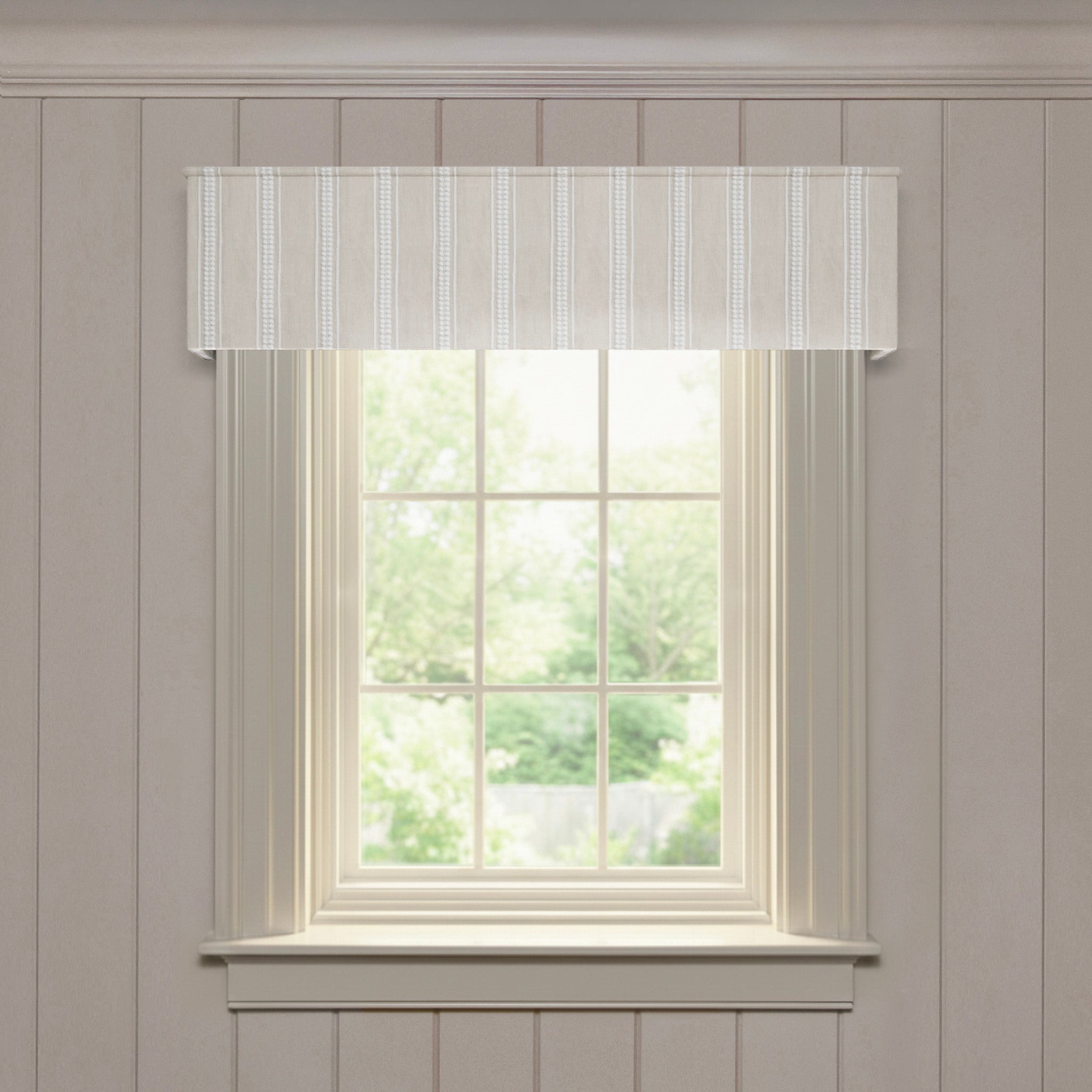 Neutral Embroidered Custom Valance | Pepper Home