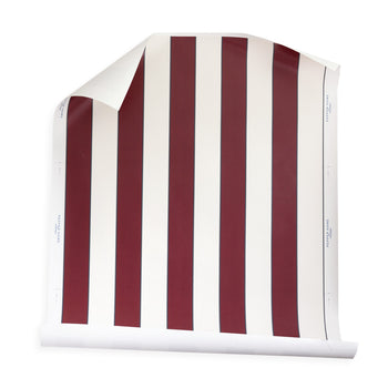 Florence Bordeaux fabric roll featuring rich Bordeaux stripes, perfect for custom Pepper Home curtains and decor projects.