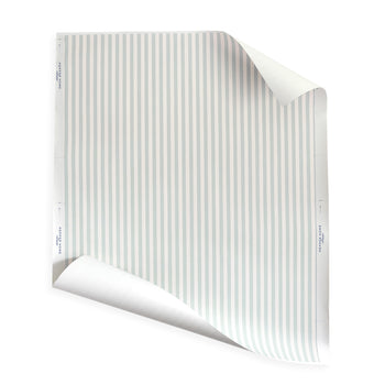 Louisa Mist custom wallpaper sheet by Pepper Home with clean, cool light blue stripes perfect for any modern decor.
