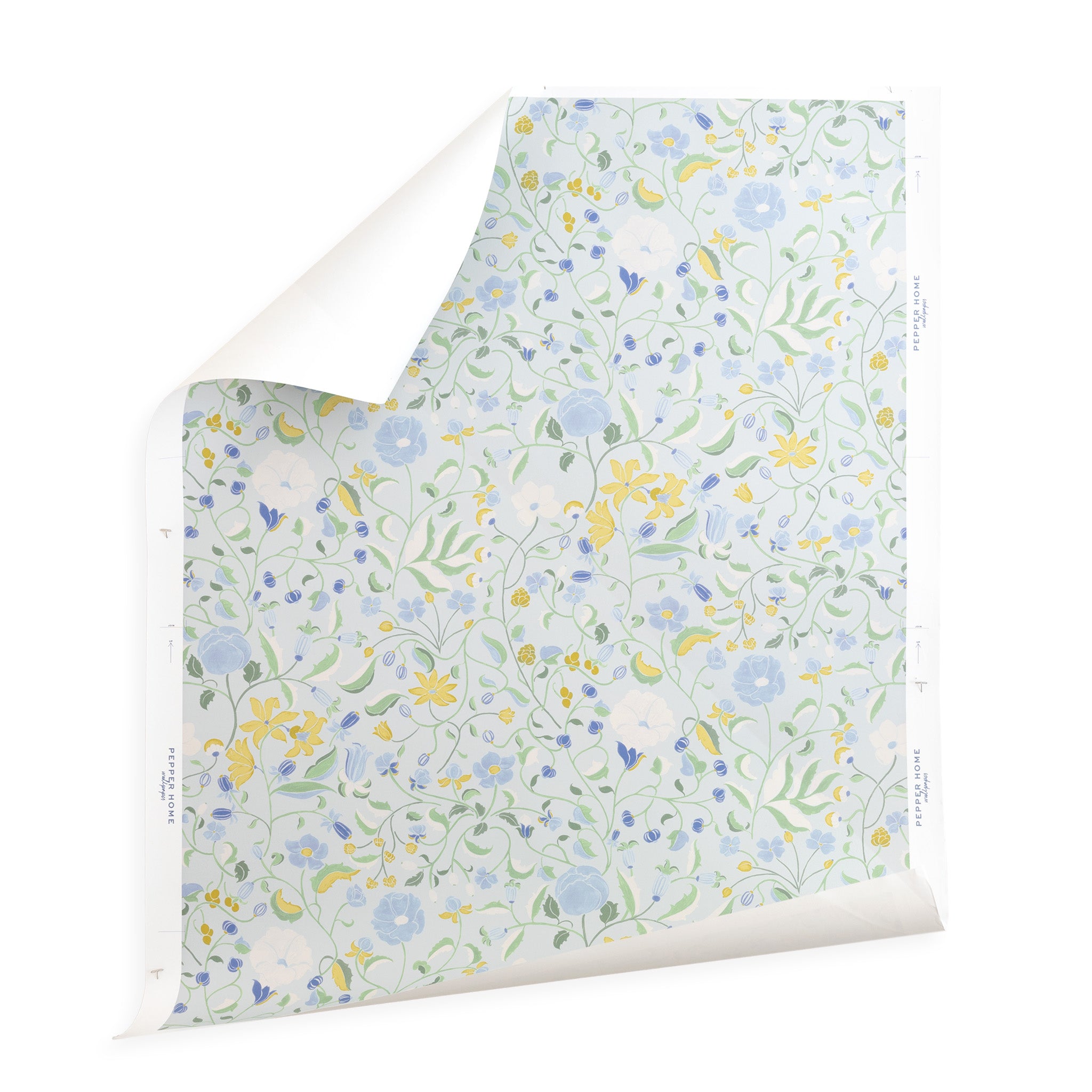 Lulie Eggshell wallpaper featuring a verdant hand-painted garden pattern by Claire de Quenetain from Pepper Home custom collection