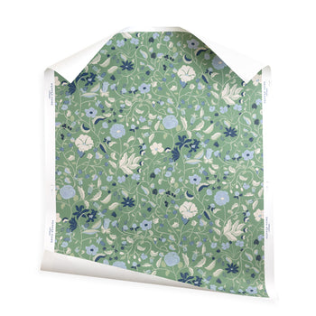 Lulie Parsley custom-made wallpaper with hand-painted floral garden pattern by Claire de Quenetain for Pepper Home