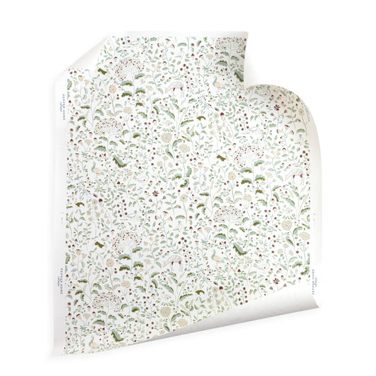 Ruby Moss hand-painted pattern roll by Pepper Home, featuring whimsical floral and woodland designs for custom decor.