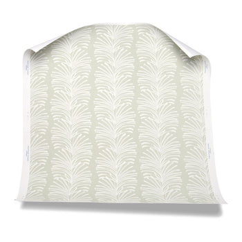 Emma Sage organic botanical stripe wallpaper by Pepper Home, perfect for custom home decor and versatile spaces.