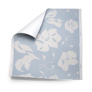 Georgia Cornflower fabric with abstract botanical print in cornflower blue, perfect for custom made-to-order curtains by Pepper Home.