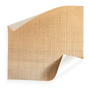 Straw woven raffia fabric sample showcasing natural texture and depth for custom Pepper Home curtains and décor.