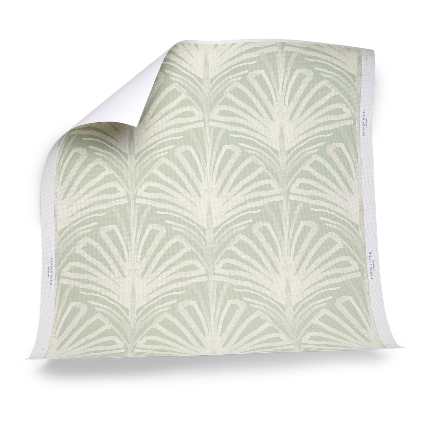 Sage Green Palm Printed Grasscloth Wallpaper