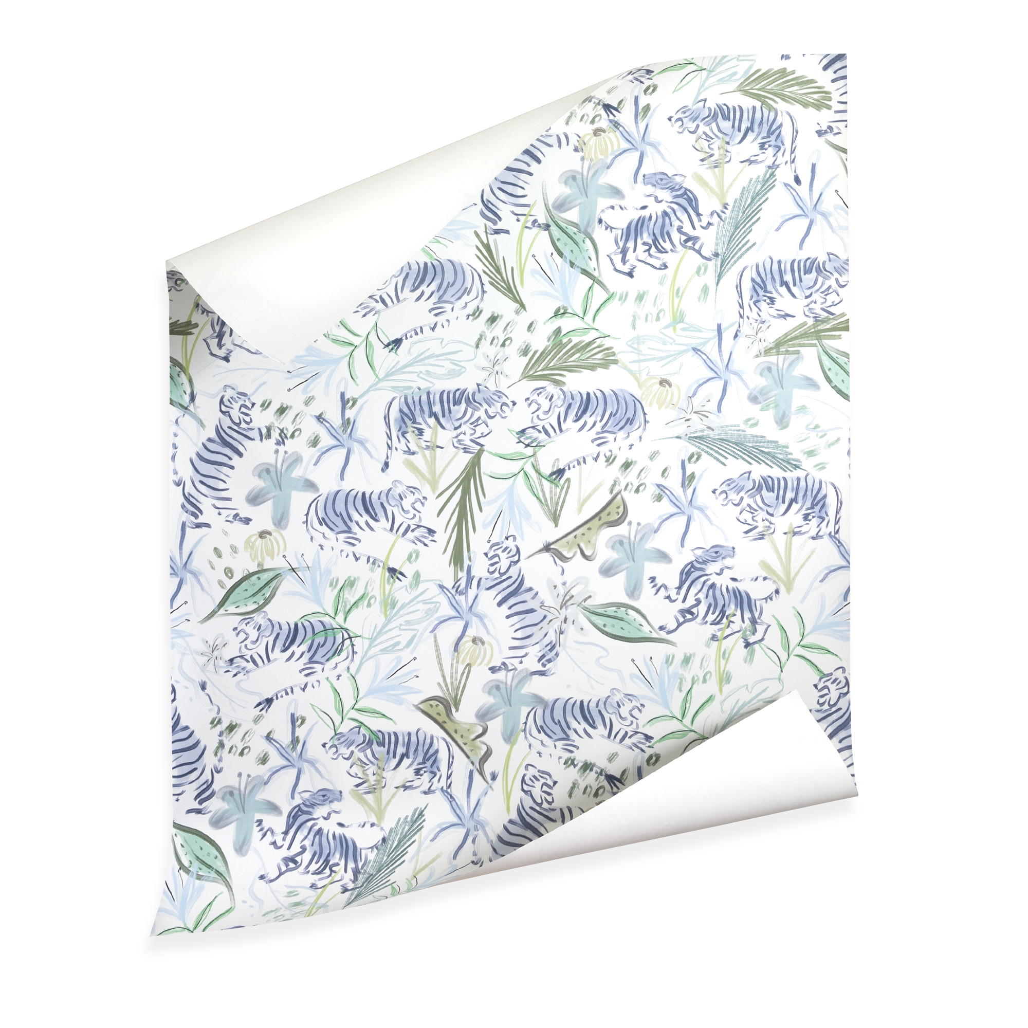 Frida Green wallpaper with playful tigers and lush greenery, perfect for custom Pepper Home decor design.