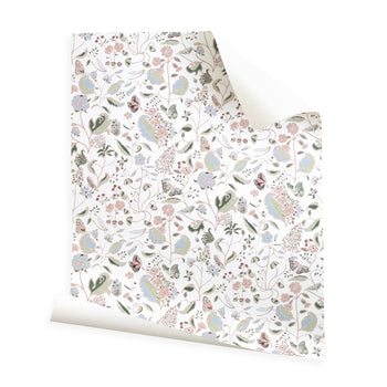 Gemma Rose custom fabric featuring a whimsical hand-painted floral pattern by Claire de Quenetain for Pepper Home.