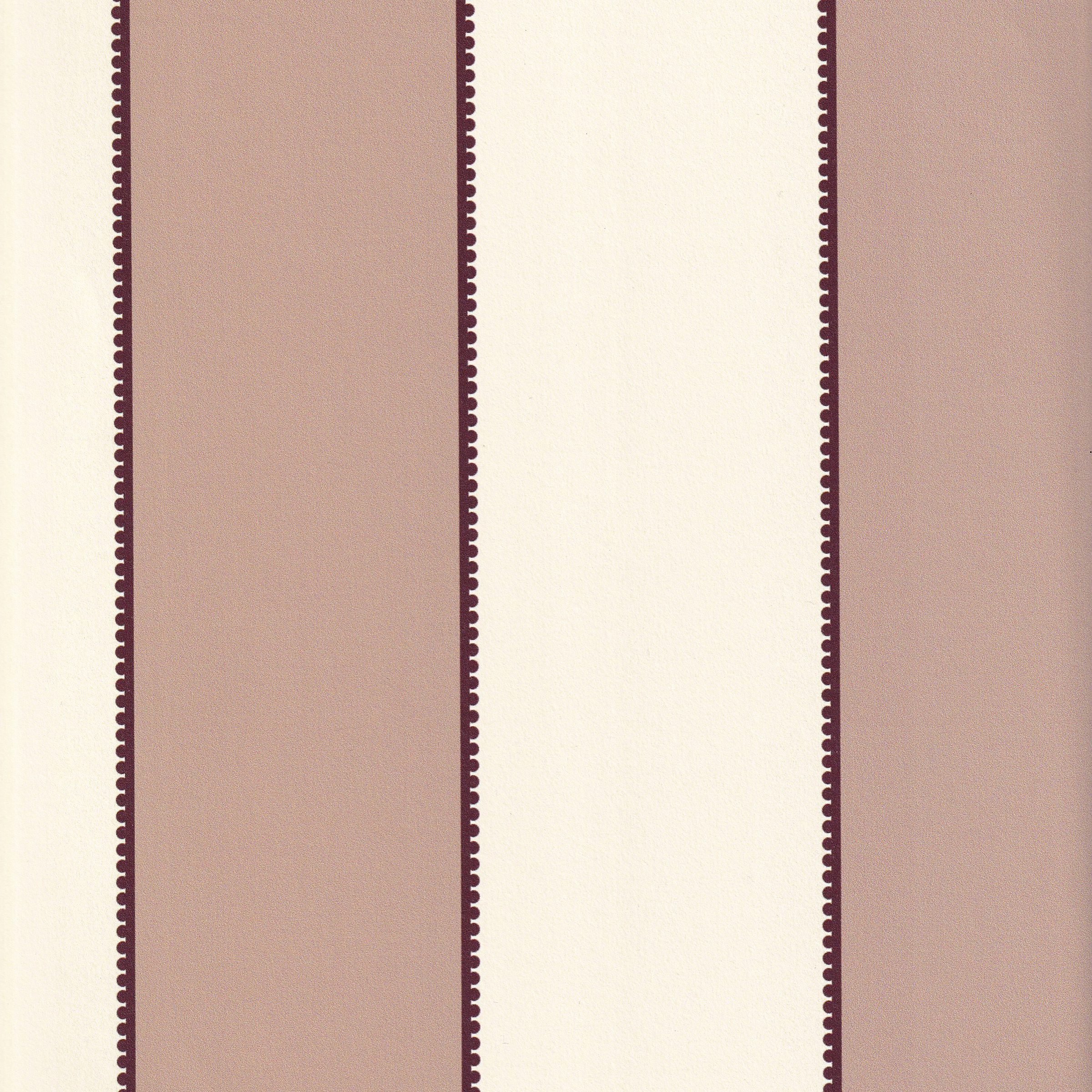 Florence Rosewood fabric with bold stripes and scalloped border, woven linen adding warmth and depth by Pepper Home.