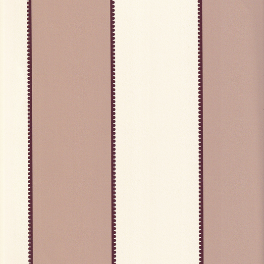 Florence Rosewood fabric with bold stripes and scalloped border, woven linen adding warmth and depth by Pepper Home.