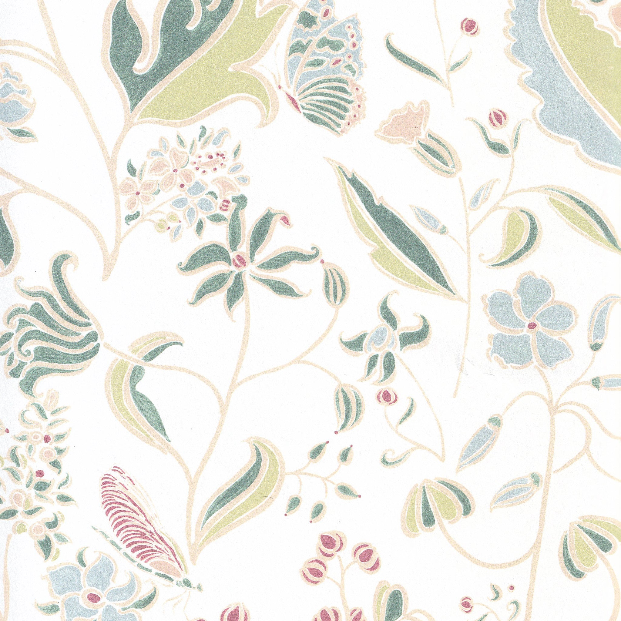 Gemma Pear hand-painted floral pattern by Claire de Quenetain, perfect for Pepper Home custom curtains and sheer designs.