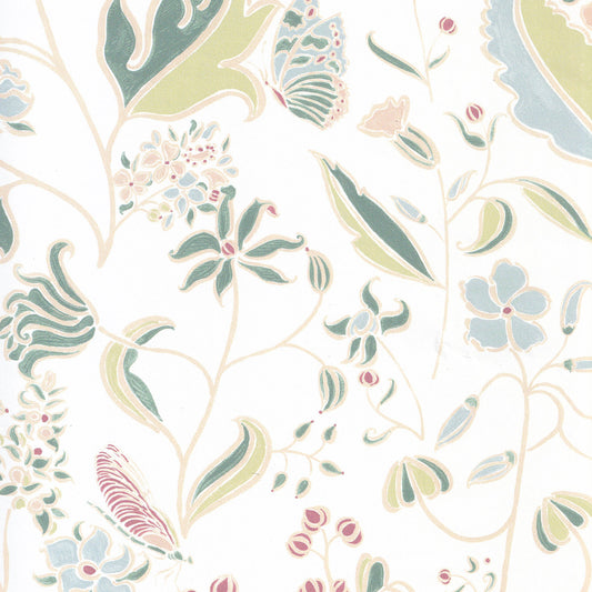 Gemma Pear hand-painted floral pattern by Claire de Quenetain, perfect for Pepper Home custom curtains and sheer designs.