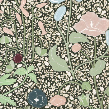 Matilda custom hand-painted floral pattern curtain design by Pepper Home with whimsical pastel and neutral shades