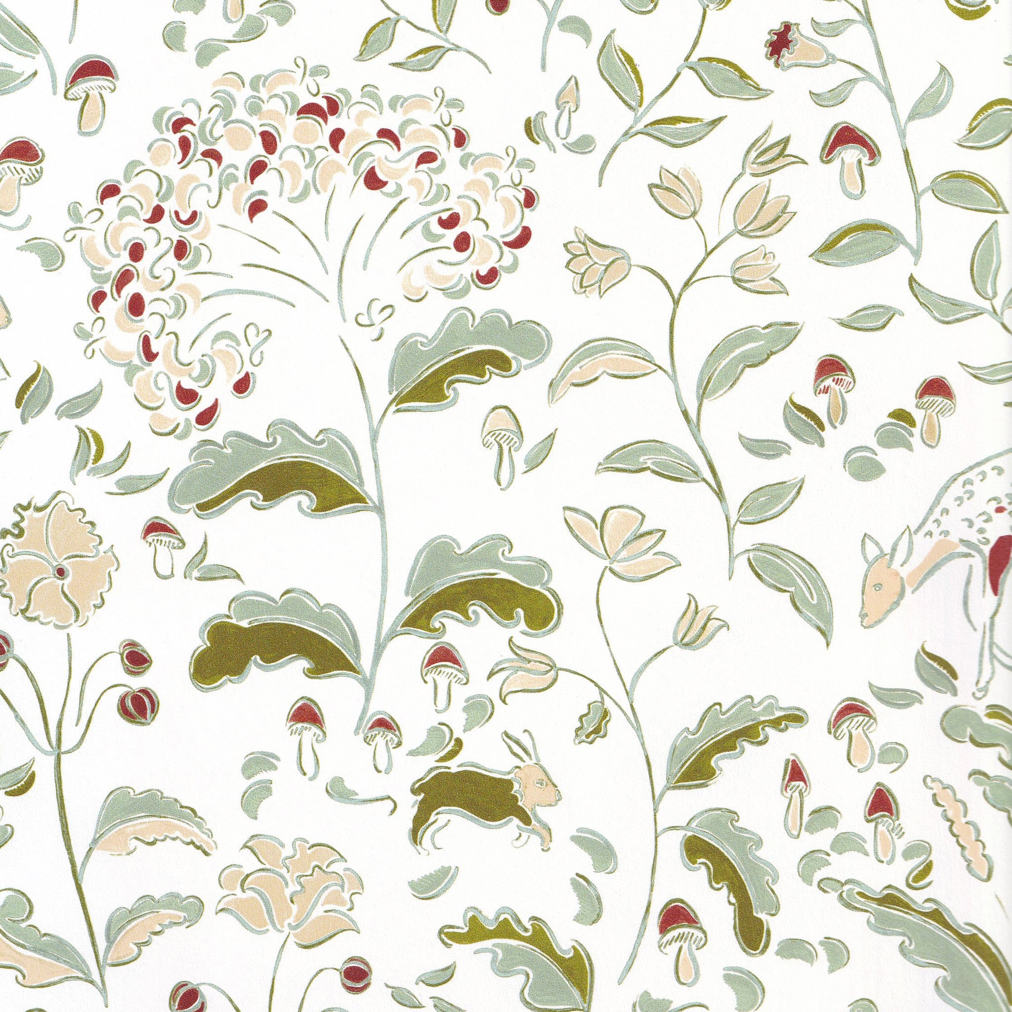 Ruby Moss custom sheer curtains featuring hand-painted floral and woodland creature motifs by Pepper Home.