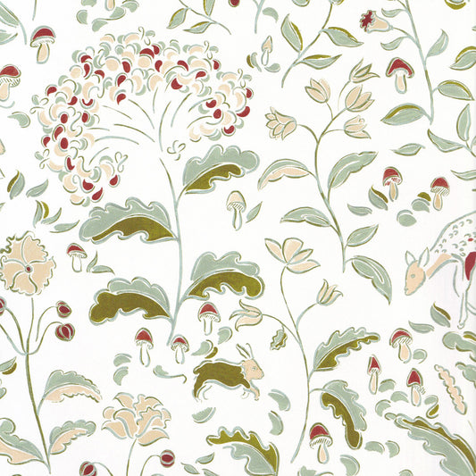 Ruby Moss custom sheer curtains featuring hand-painted floral and woodland creature motifs by Pepper Home.