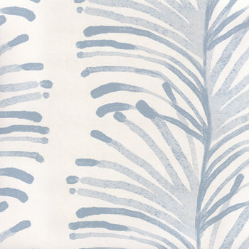 Emma Sky fabric detail showing airy blue botanical stripes, perfect for custom-made curtains by Pepper Home.
