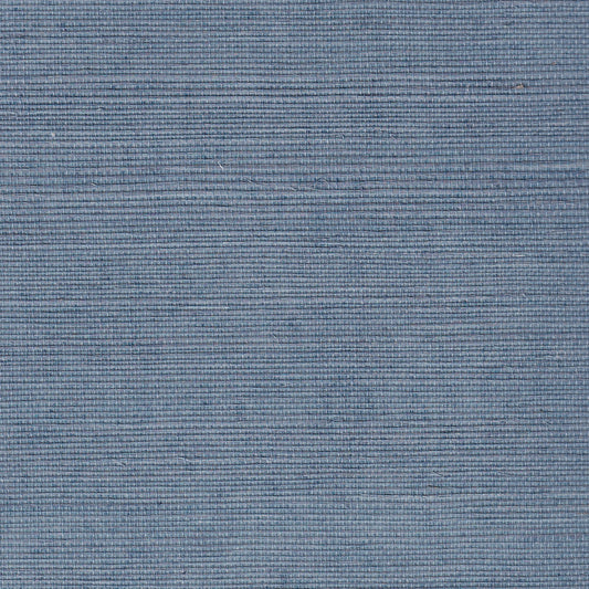 close up of Steel Blue Grasscloth Wallpaper