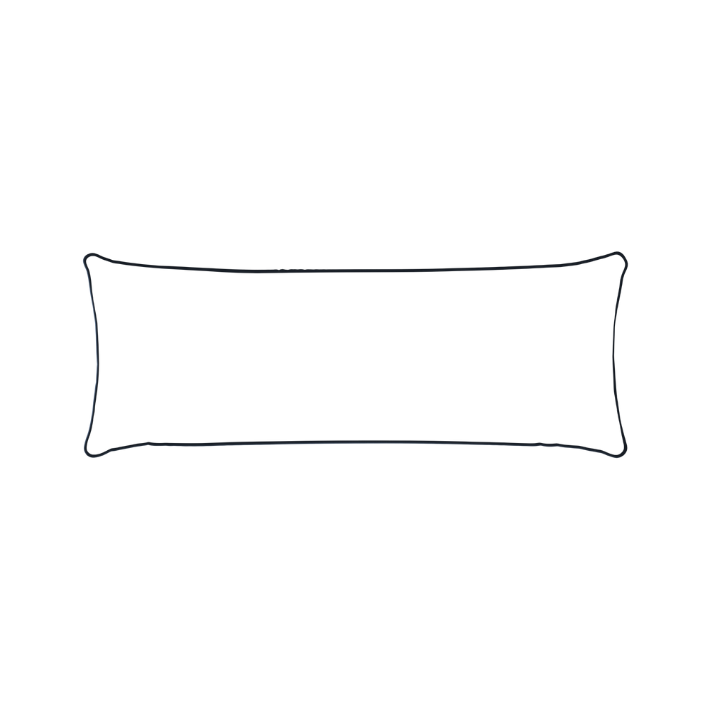 Xl-lumbar ruby moss custom pillow with c piping on white background