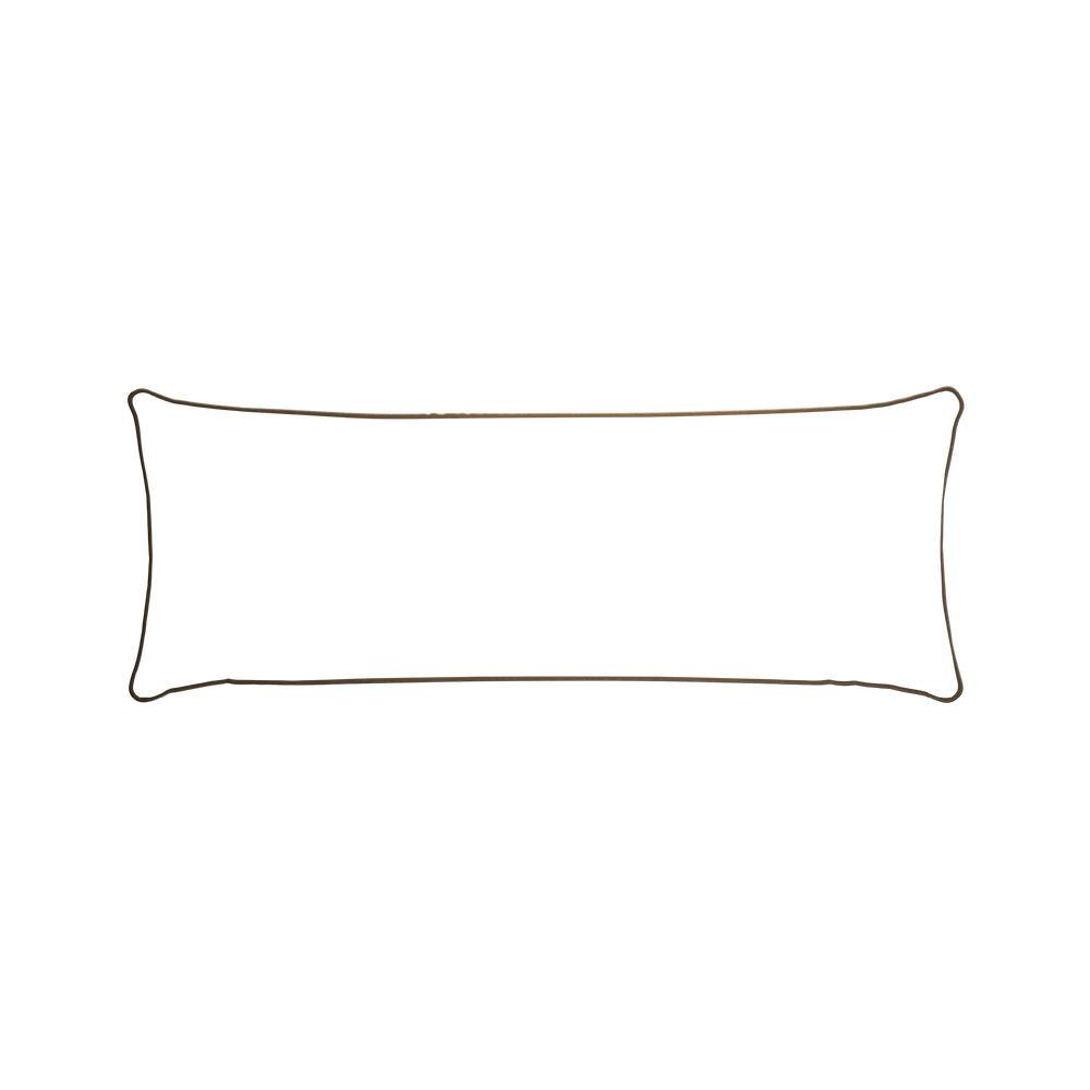 Xl-lumbar ruby moss custom pillow with c piping on white background