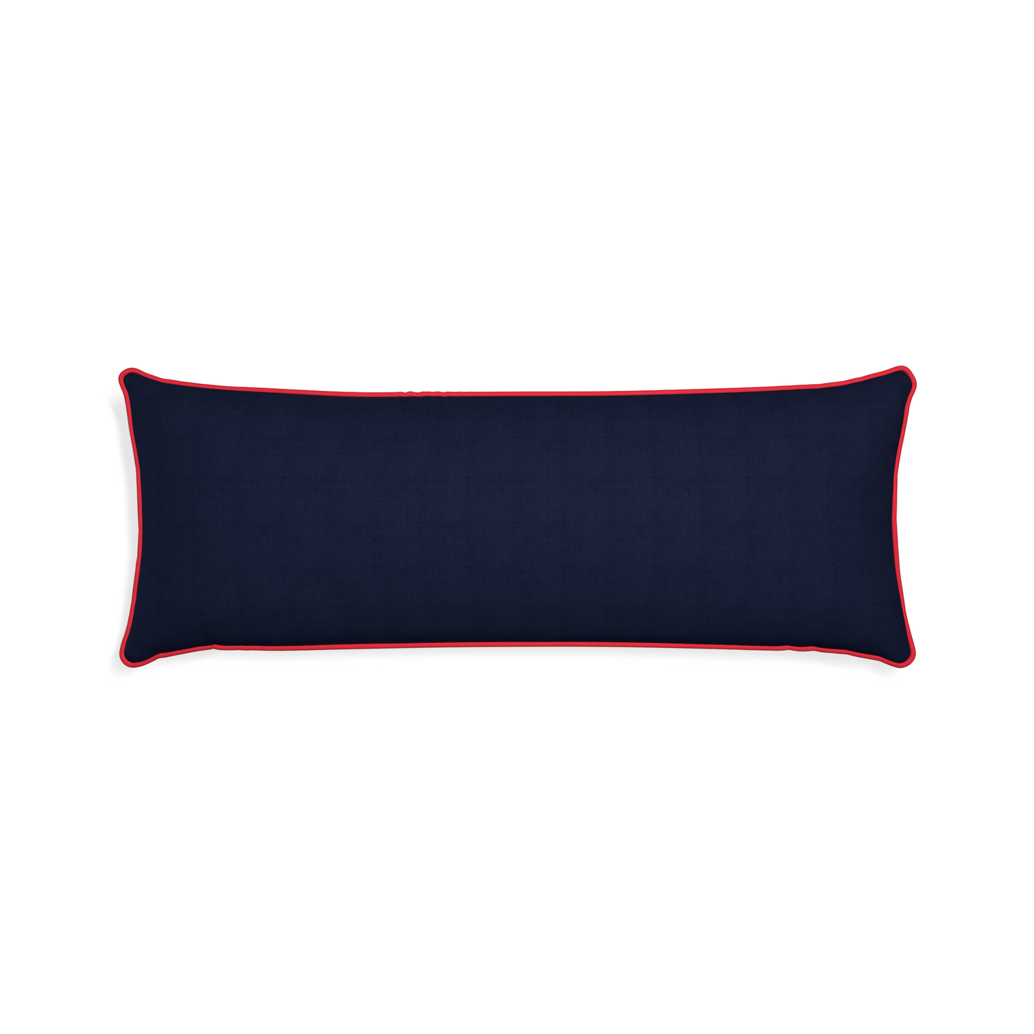 Xl-lumbar midnight custom navy bluepillow with cherry piping on white background