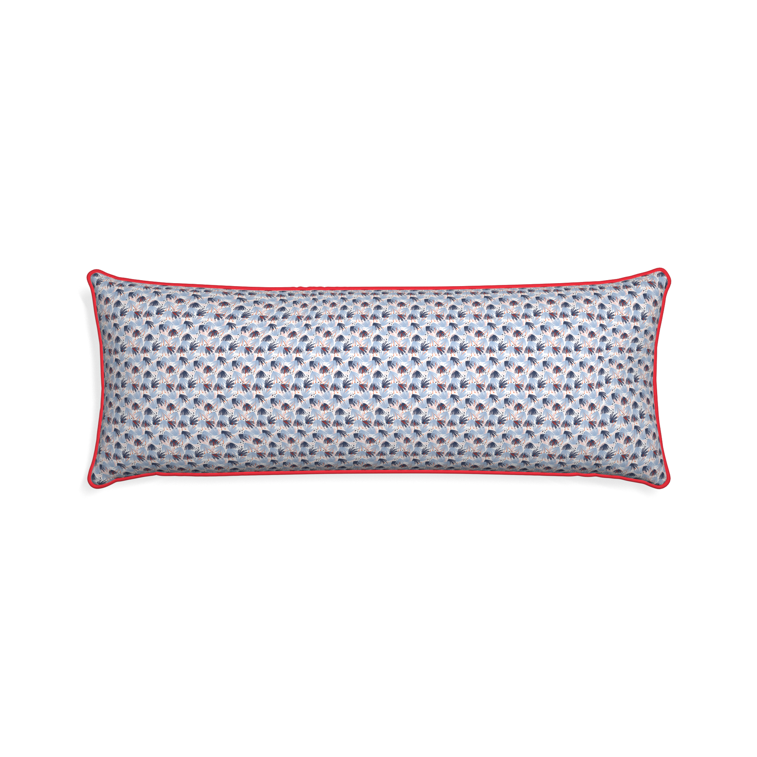Xl-lumbar eden blue custom red and bluepillow with cherry piping on white background