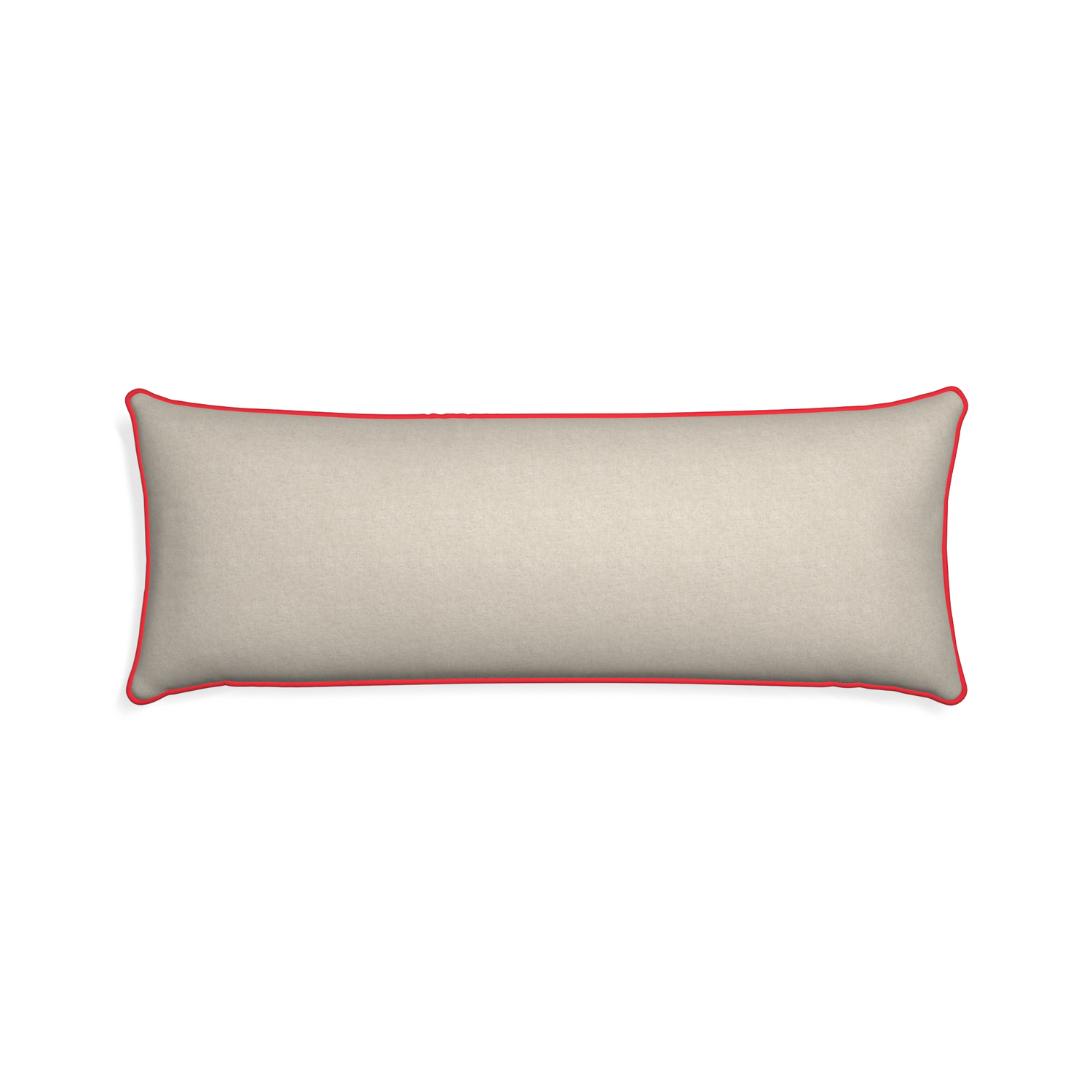 Xl-lumbar oat custom light brownpillow with cherry piping on white background