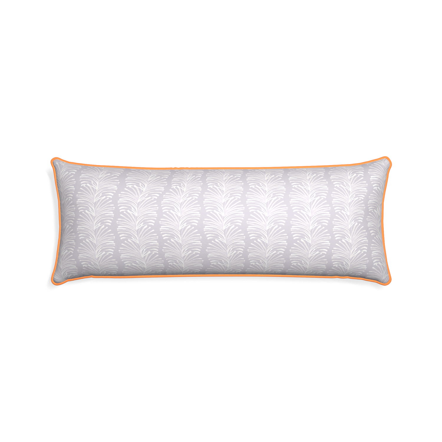Xl-lumbar emma lavender custom lavender botanical stripepillow with clementine piping on white background