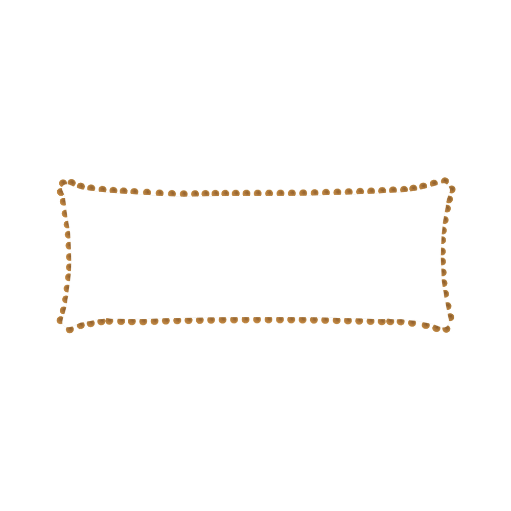 Xl-lumbar ruby moss custom pillow with copper pom pom on white background