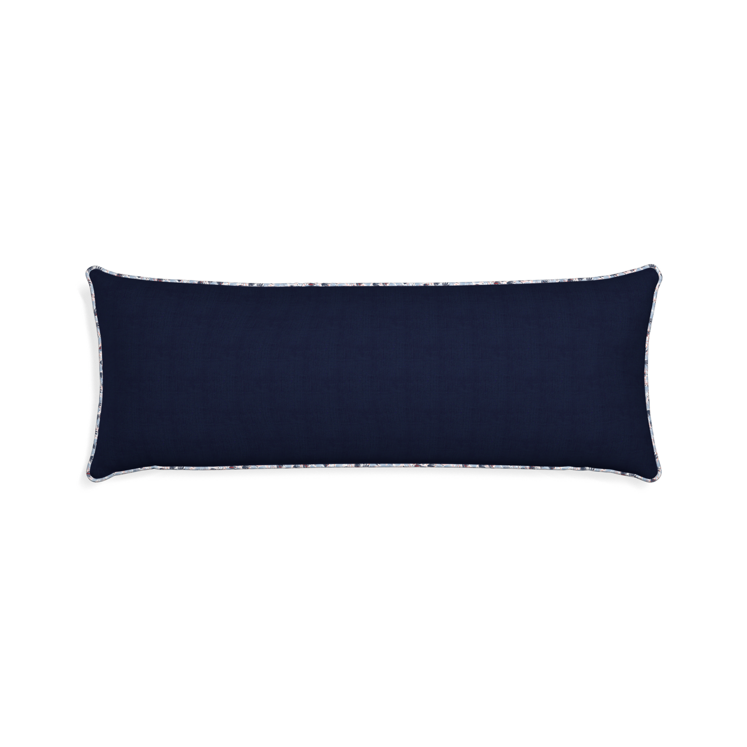 Xl-lumbar midnight custom navy bluepillow with e piping on white background