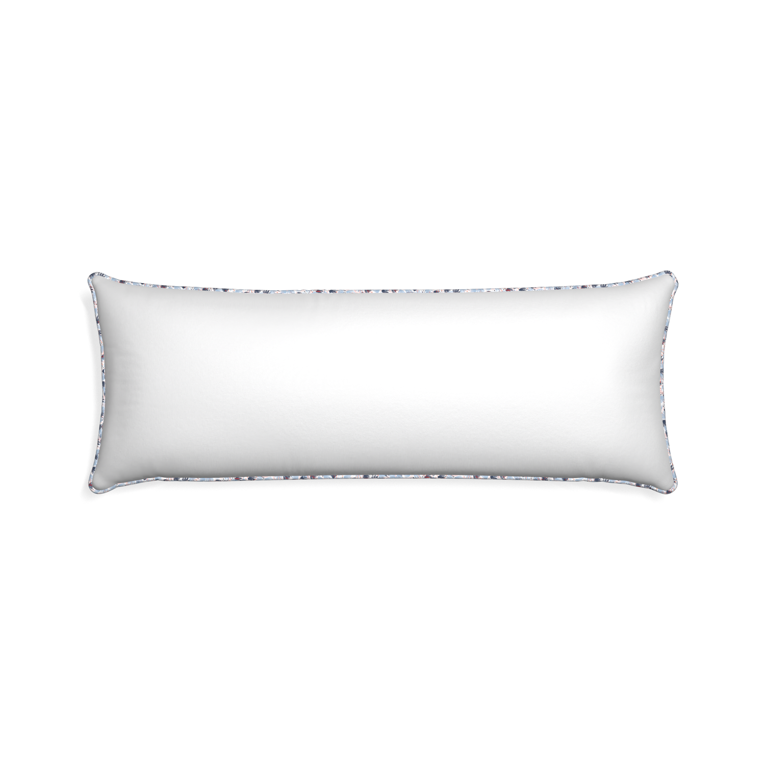 Xl-lumbar snow custom white cottonpillow with e piping on white background
