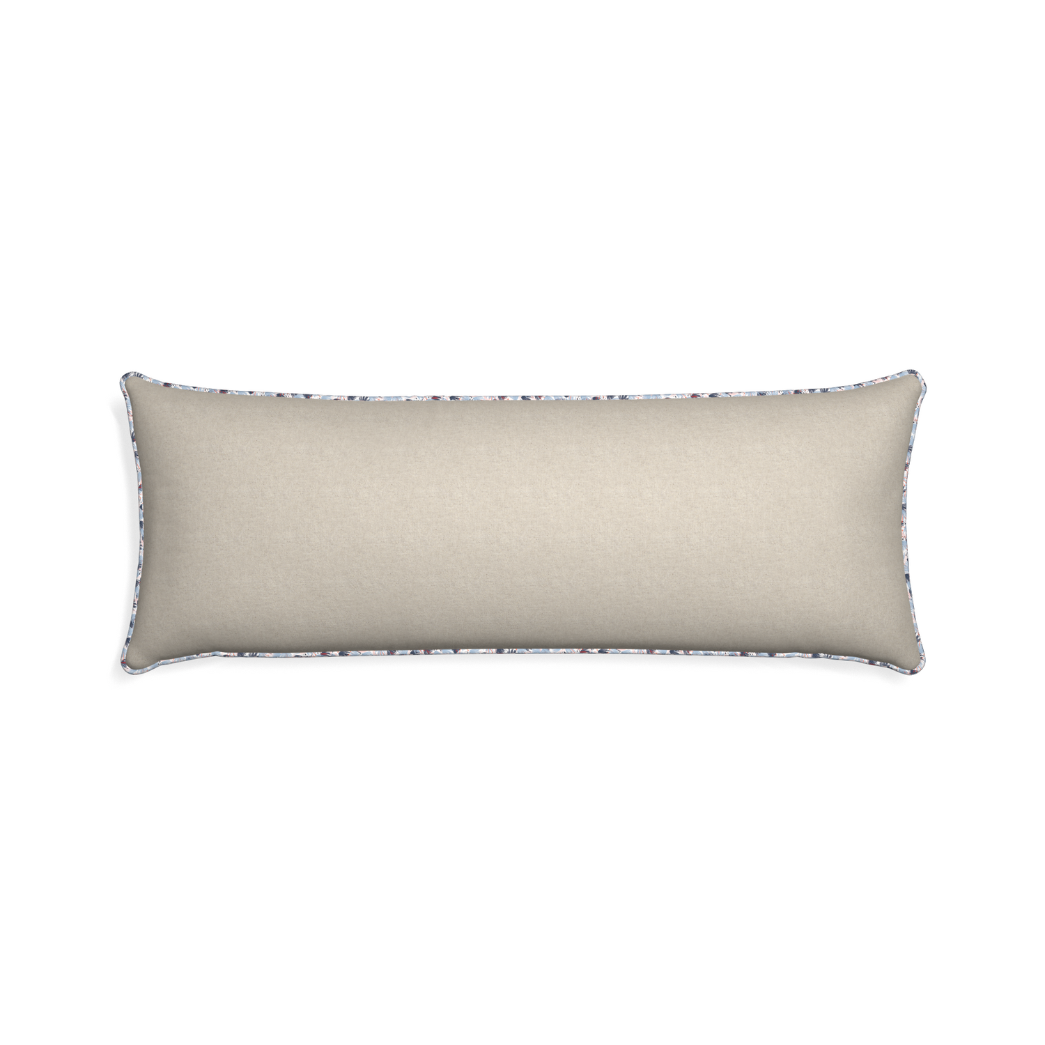 Xl-lumbar oat custom light brownpillow with e piping on white background