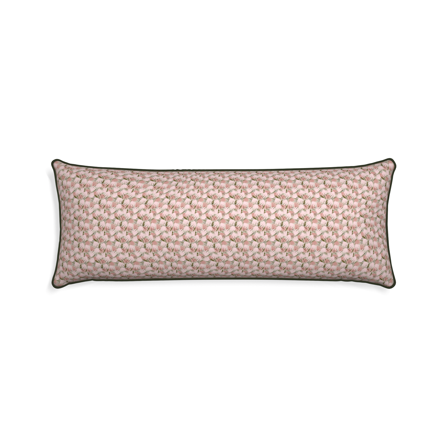 Xl-lumbar eden pink custom pink floralpillow with f piping on white background